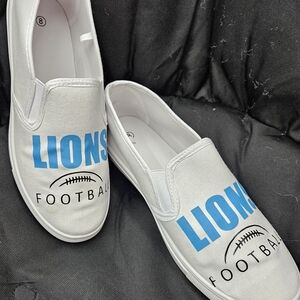 Womens Canvas Slip On Shoes Handcrafted detroit lions